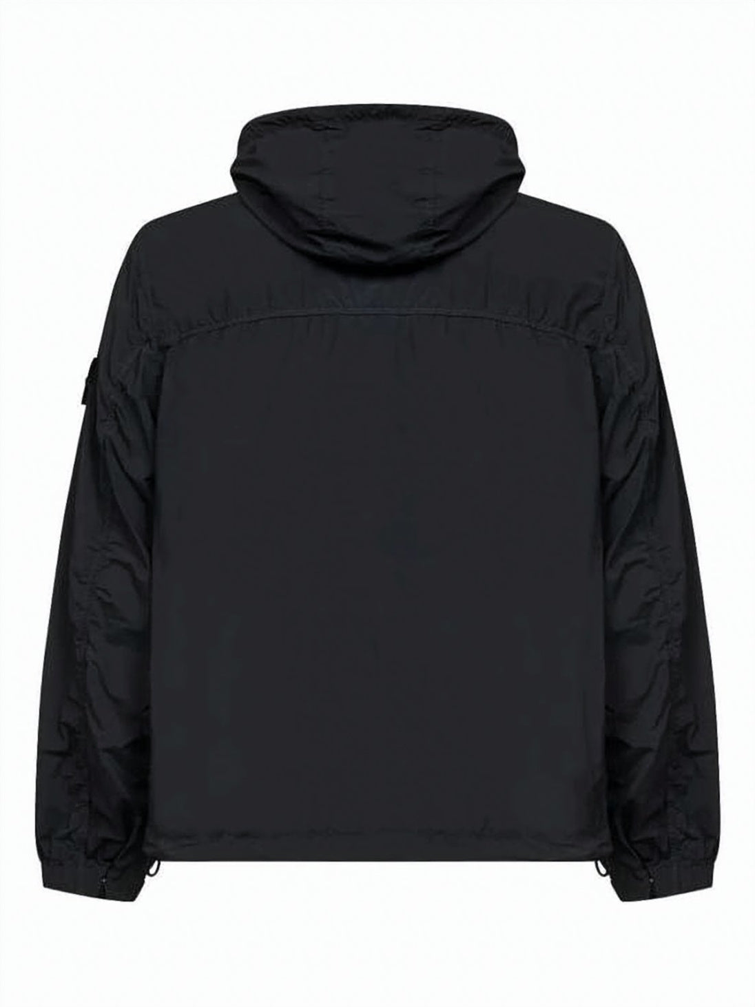 Minimalist Black Hooded Jacket with Zipper Closure