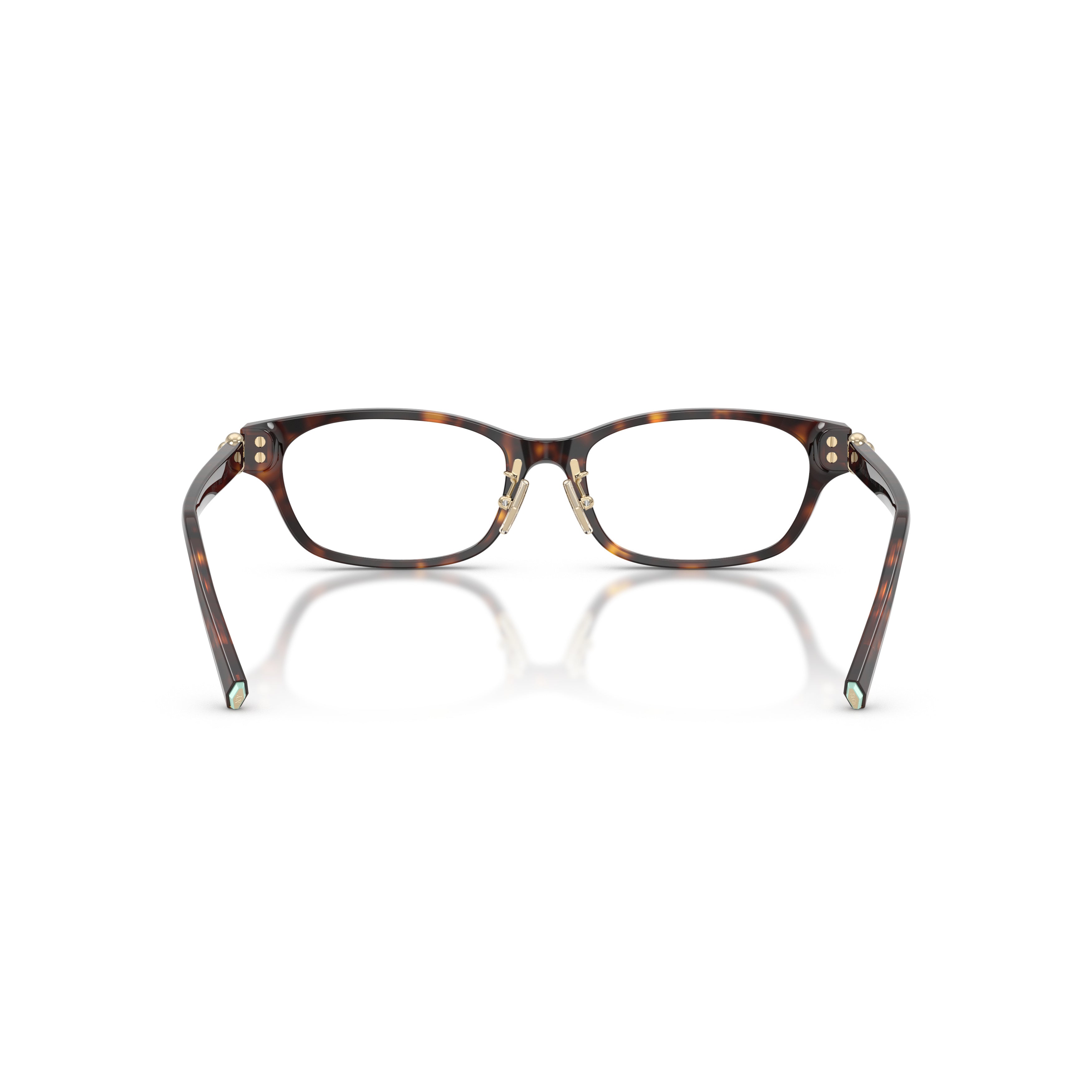 Black Acetate Rectangular Eyeglasses With Gold Accents