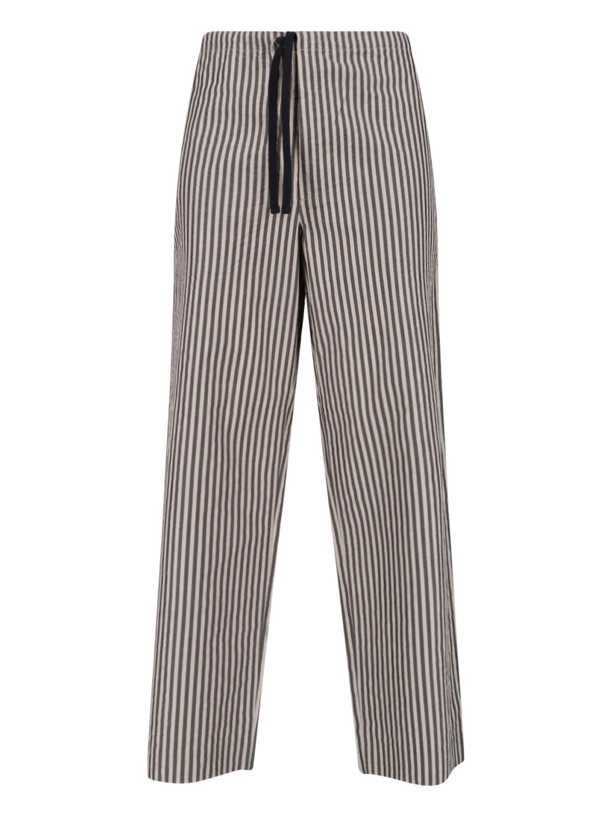 Black/Beige Vertical Striped Straight-Leg Trousers