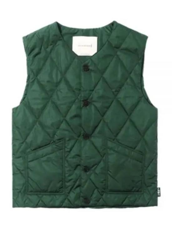 Quilted Green Vest with Button-Up Front