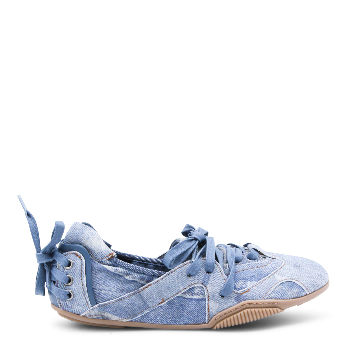 Lace-Up Denim Flats