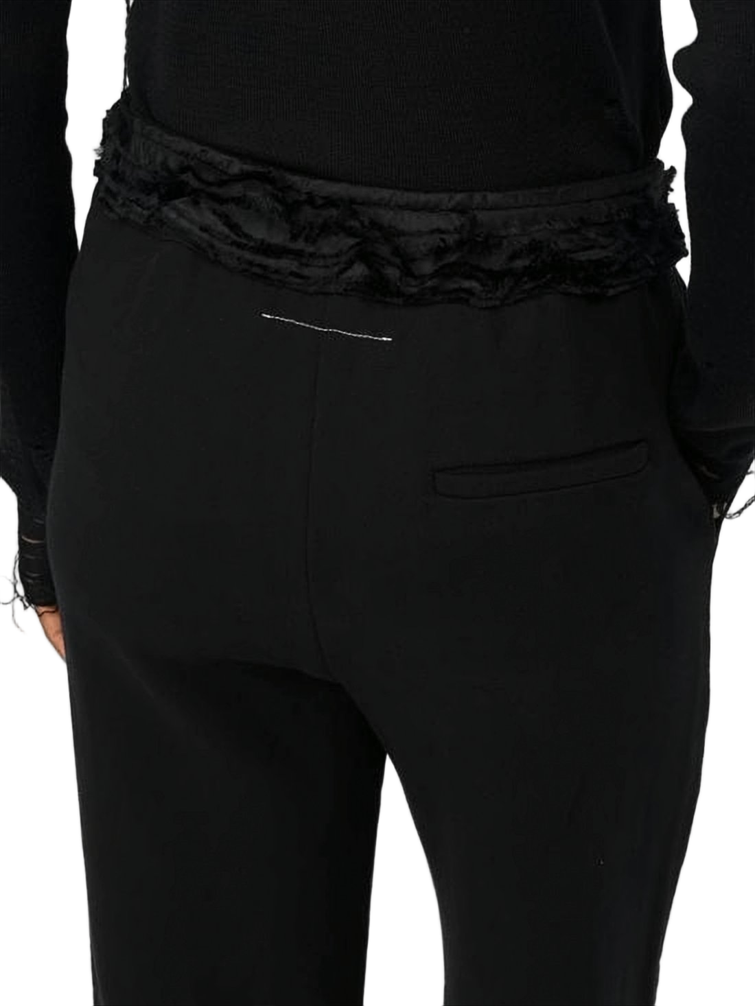Relaxed Fit Flared Jogger Pants in Black Cotton