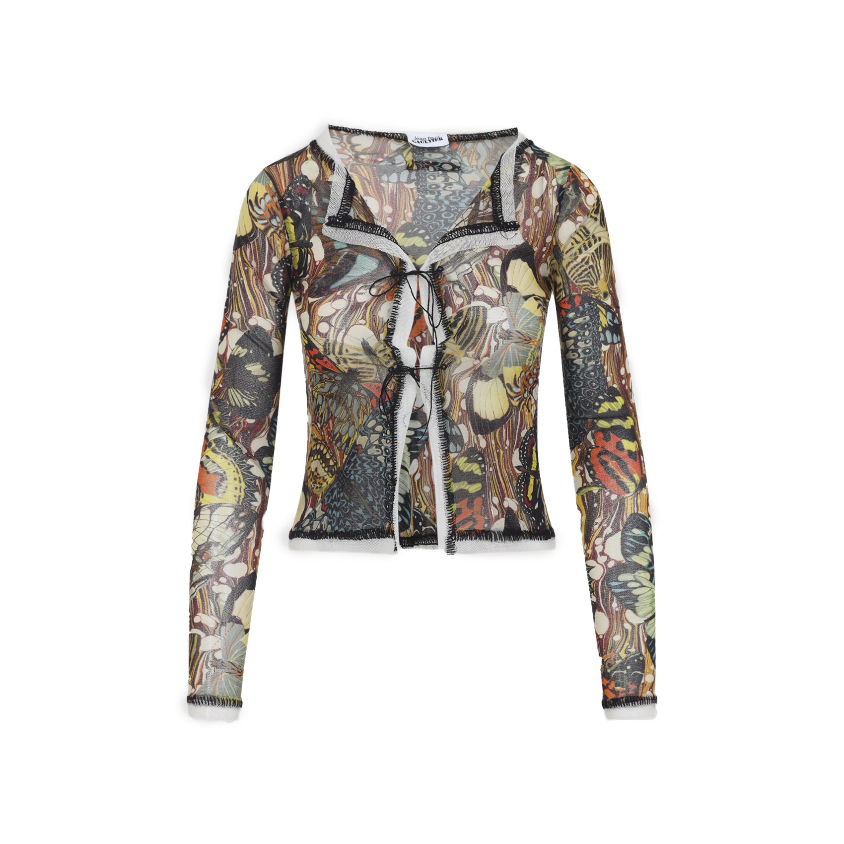 Multicolor Butterfly Pattern Semi-Sheer Sweater