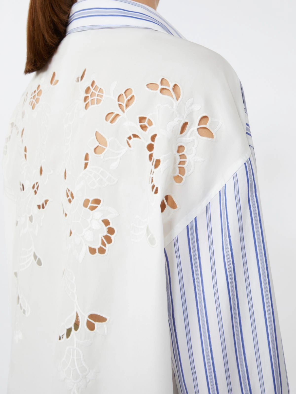 Long-Sleeved Button-Up Shirt with Floral Embroidery
