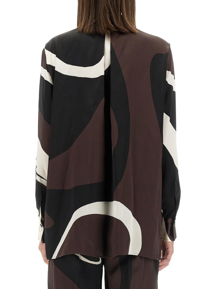 Abstract Pattern Silk Shirt