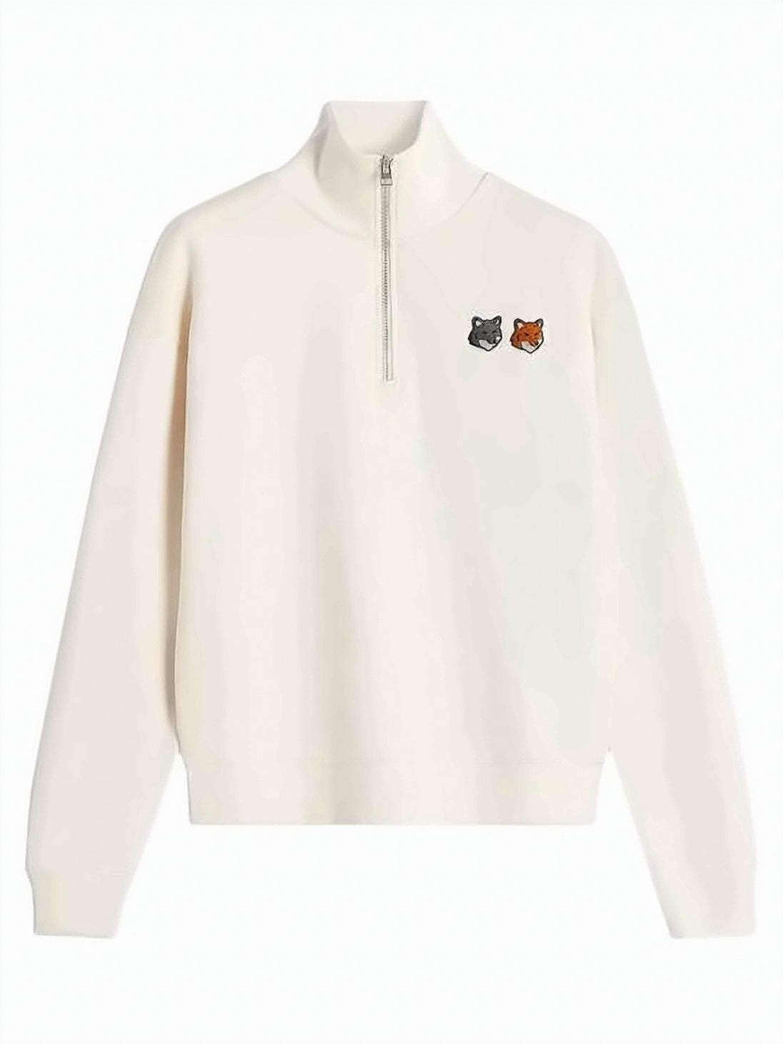 Double Bold Fox Head Half Zip Comfort Sweatshirt