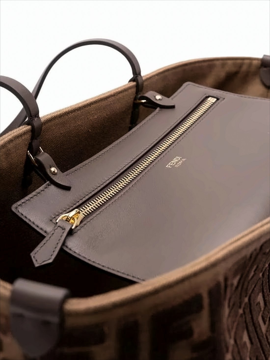 Trapezoidal Brown Calf Leather Tote Bag