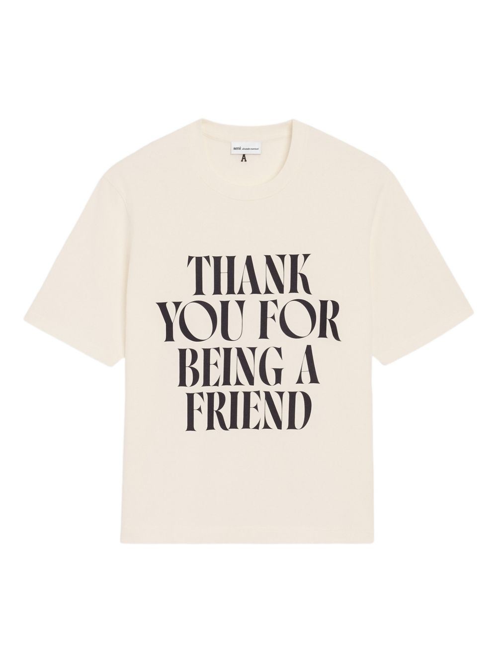 Boxy Fit Cream T-Shirt With Signature Print And Back Embroidery