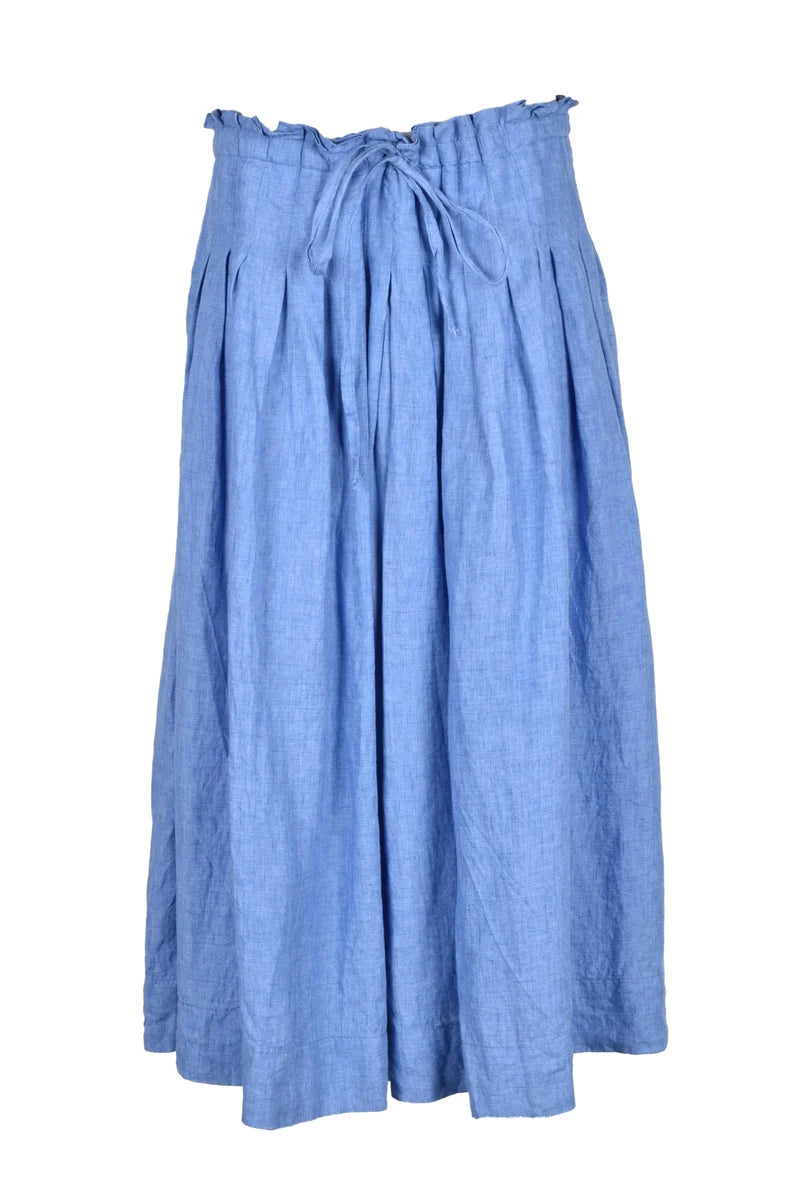 Linen Culottes High Waist - Light Blue