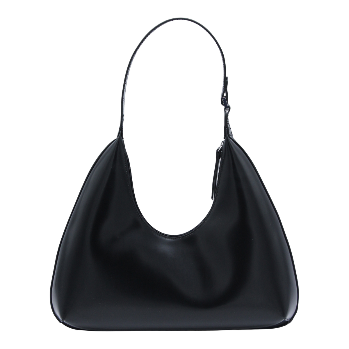 Crescent-Shaped Black Handbag
