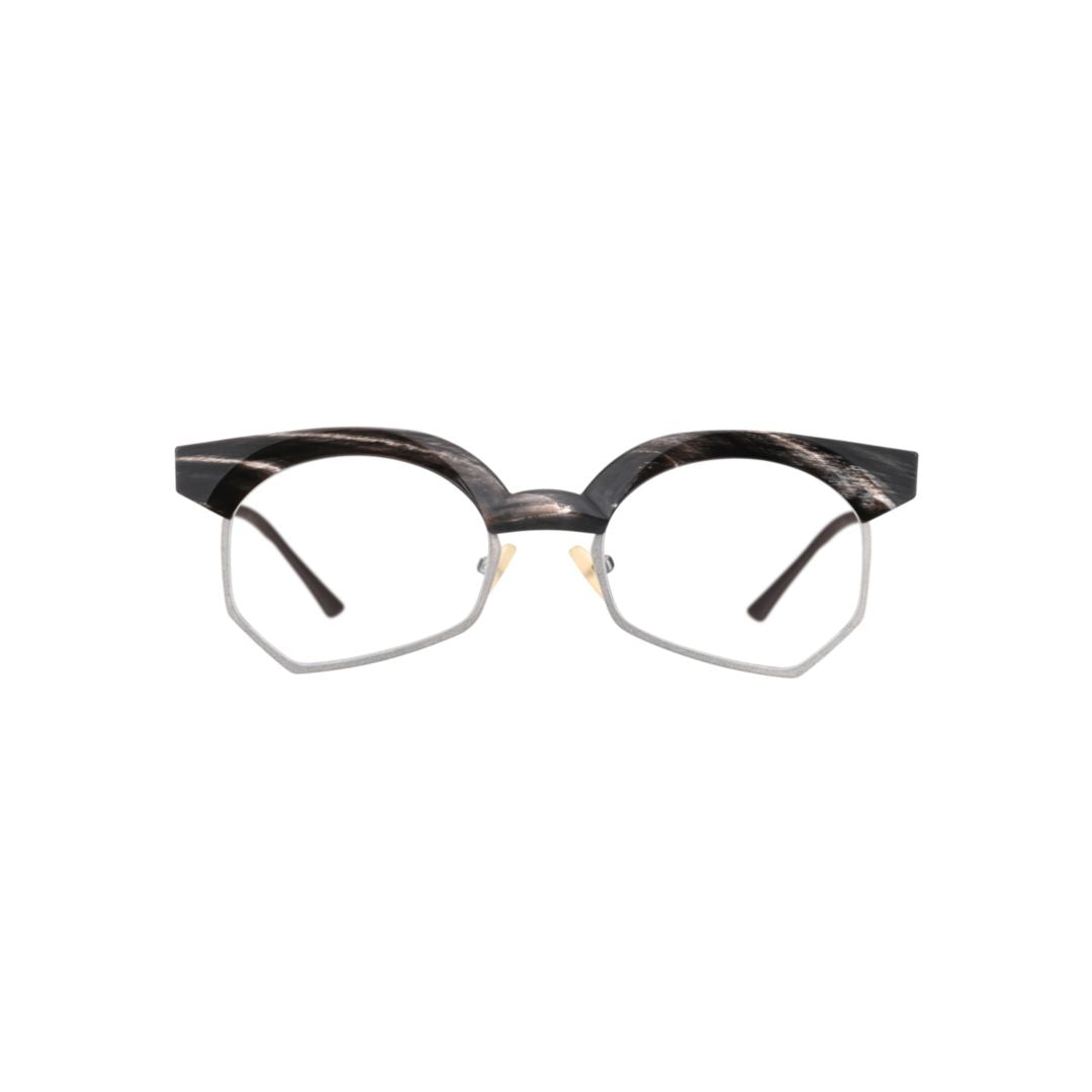 Rg1052 Geometric Rimless Eyeglasses with Dark Marbled Pattern