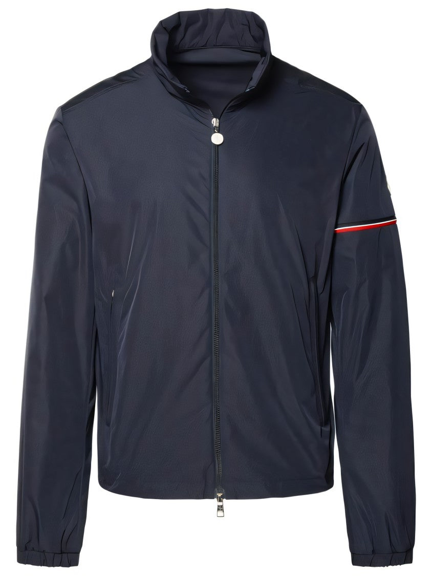 Black Jacket With High Collar And Zip Closure