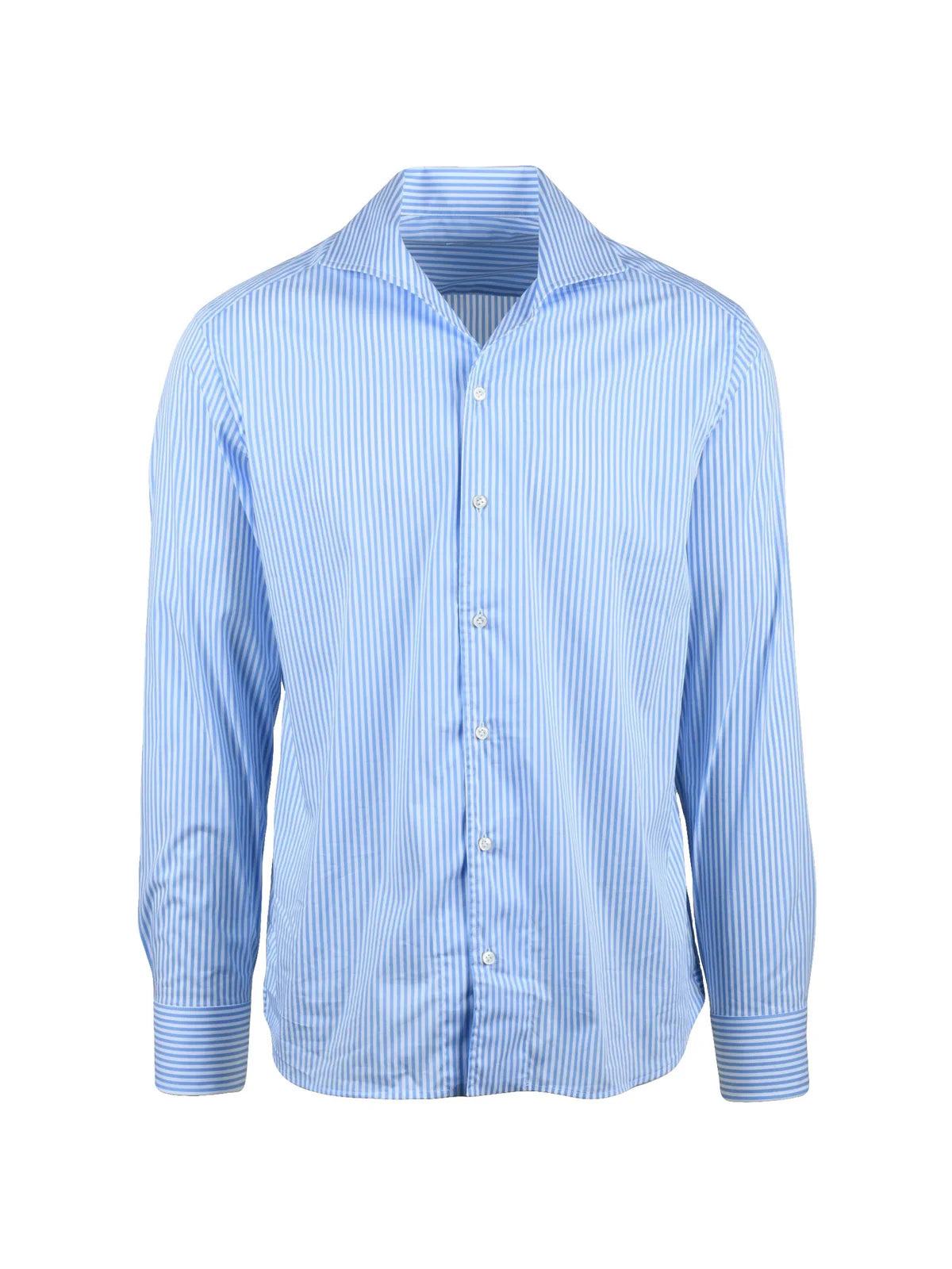 White Sky Blue Cotton Polyamide Elastane Shirt