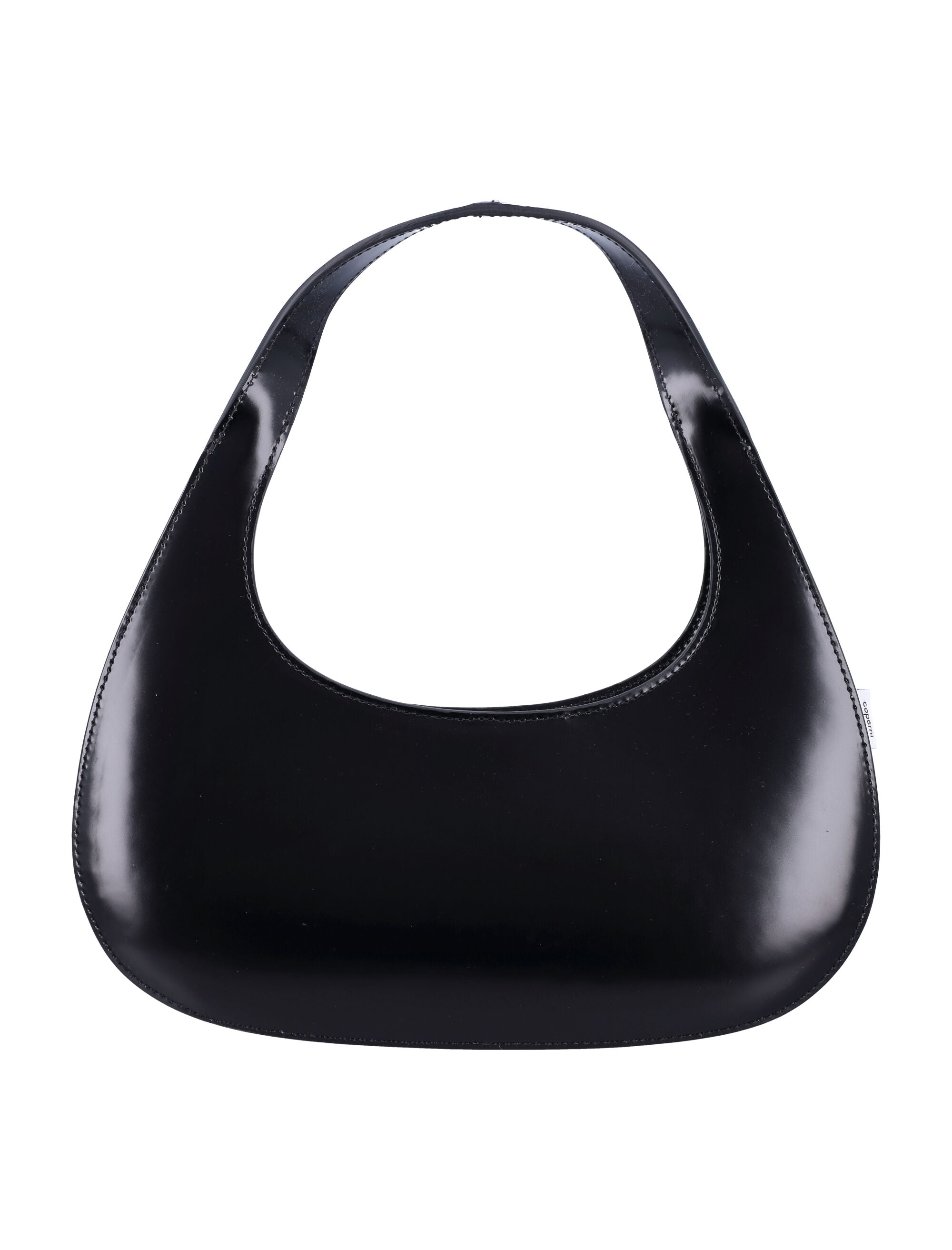 Black Leather Slim Swipe Baguette Bag