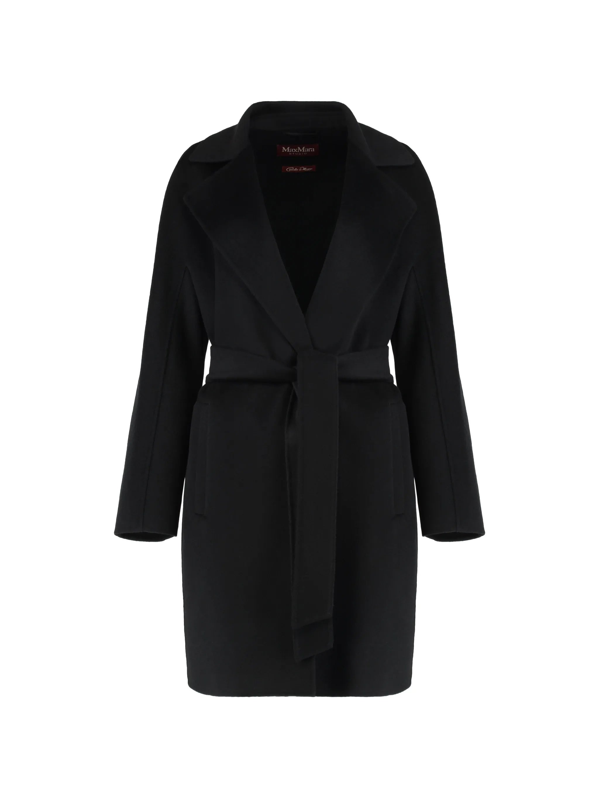 Black Tenore Wrap Tailored Coat