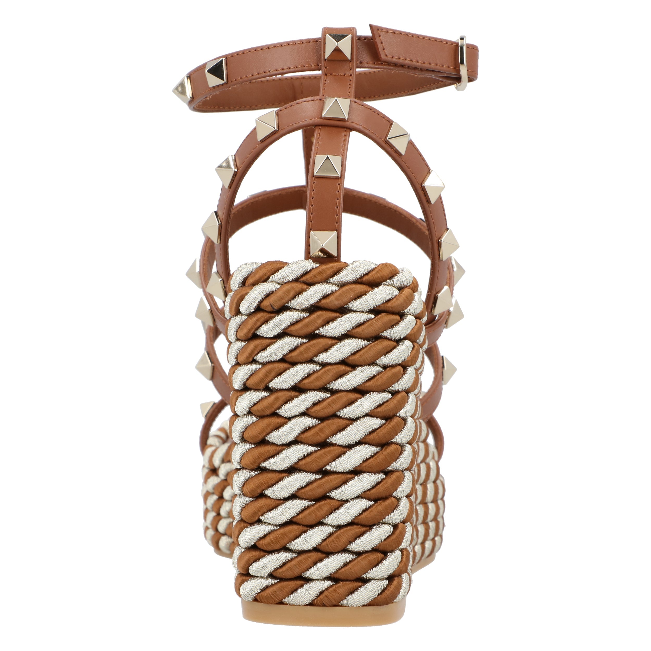 Rockstud Calfskin Wedges With Straps