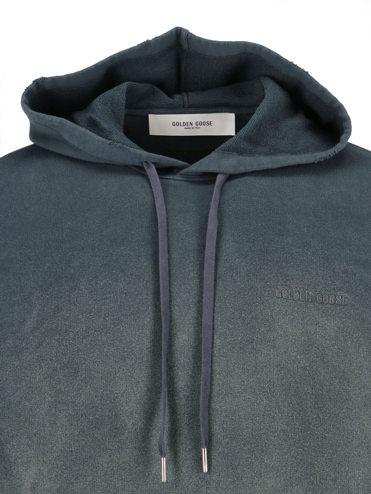Worn Effect Black Cotton Hoodie