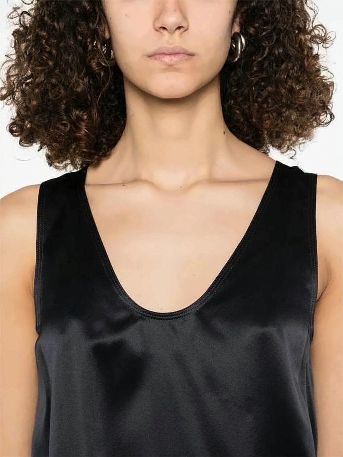 Silk Sleeveless Top with Scoop Neckline