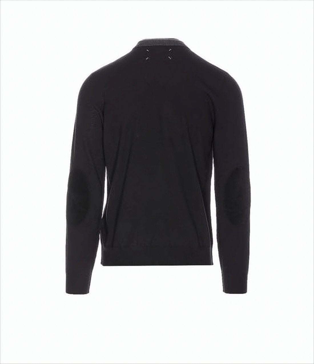 Two-Tone Wool Sweater with Ribbed Details