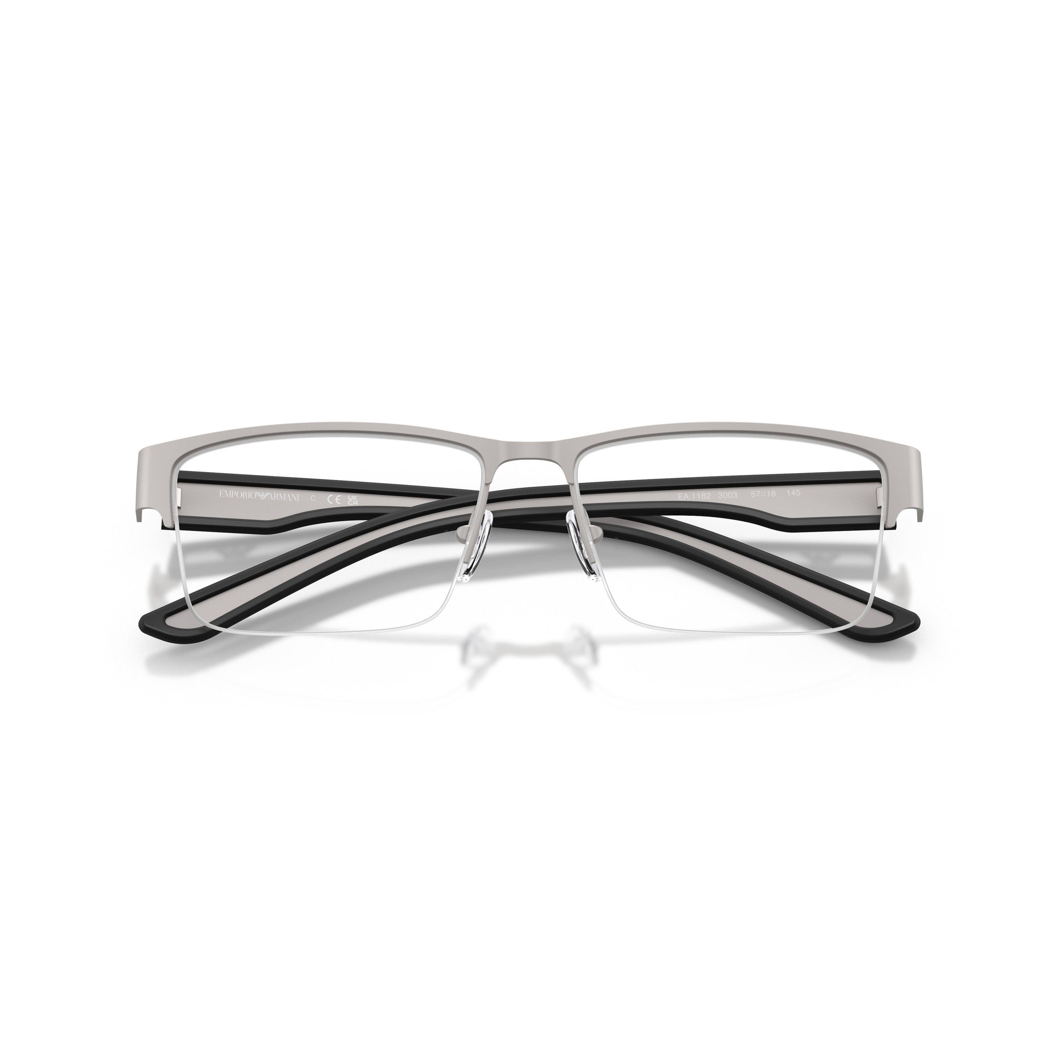 0ea1182 Semi-Rimless Rectangular Eyeglasses with Silver and Black Accents