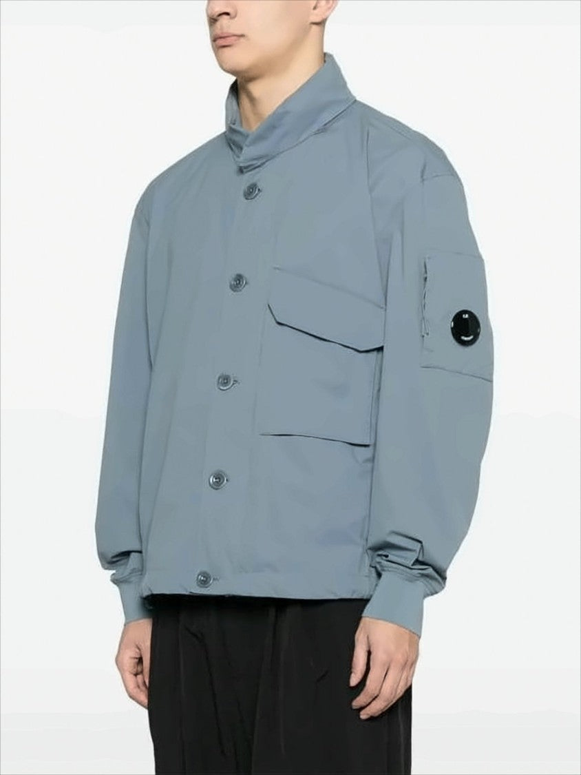 High-Collar Casual Jacket with Flap Pockets