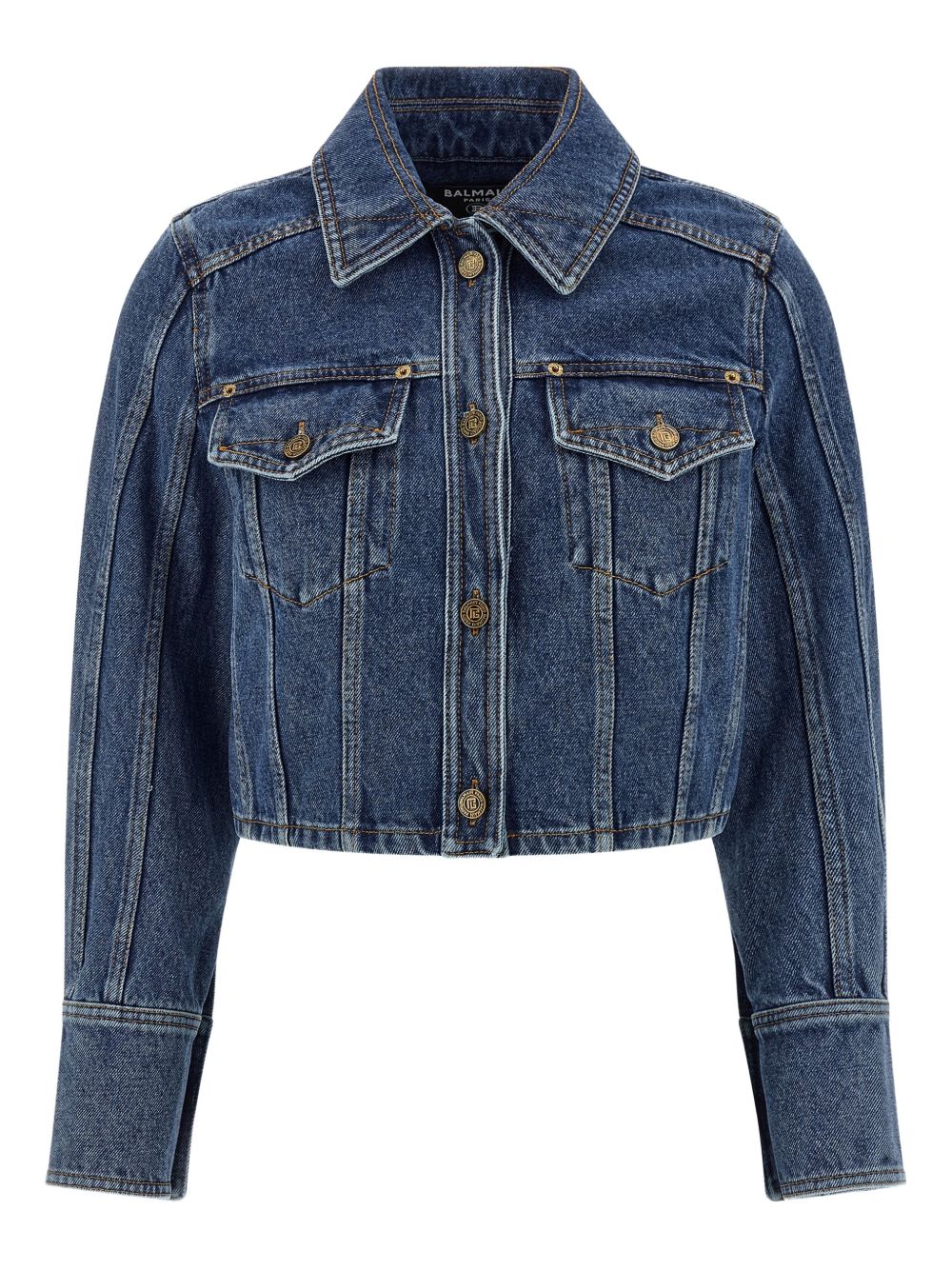Cropped Denim Jacket With Classic Collar