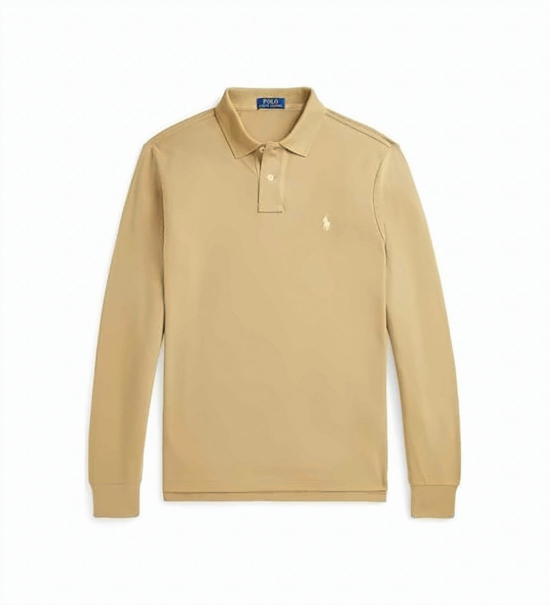Blue Classic Fit Ribbed Cuff Polo Shirt