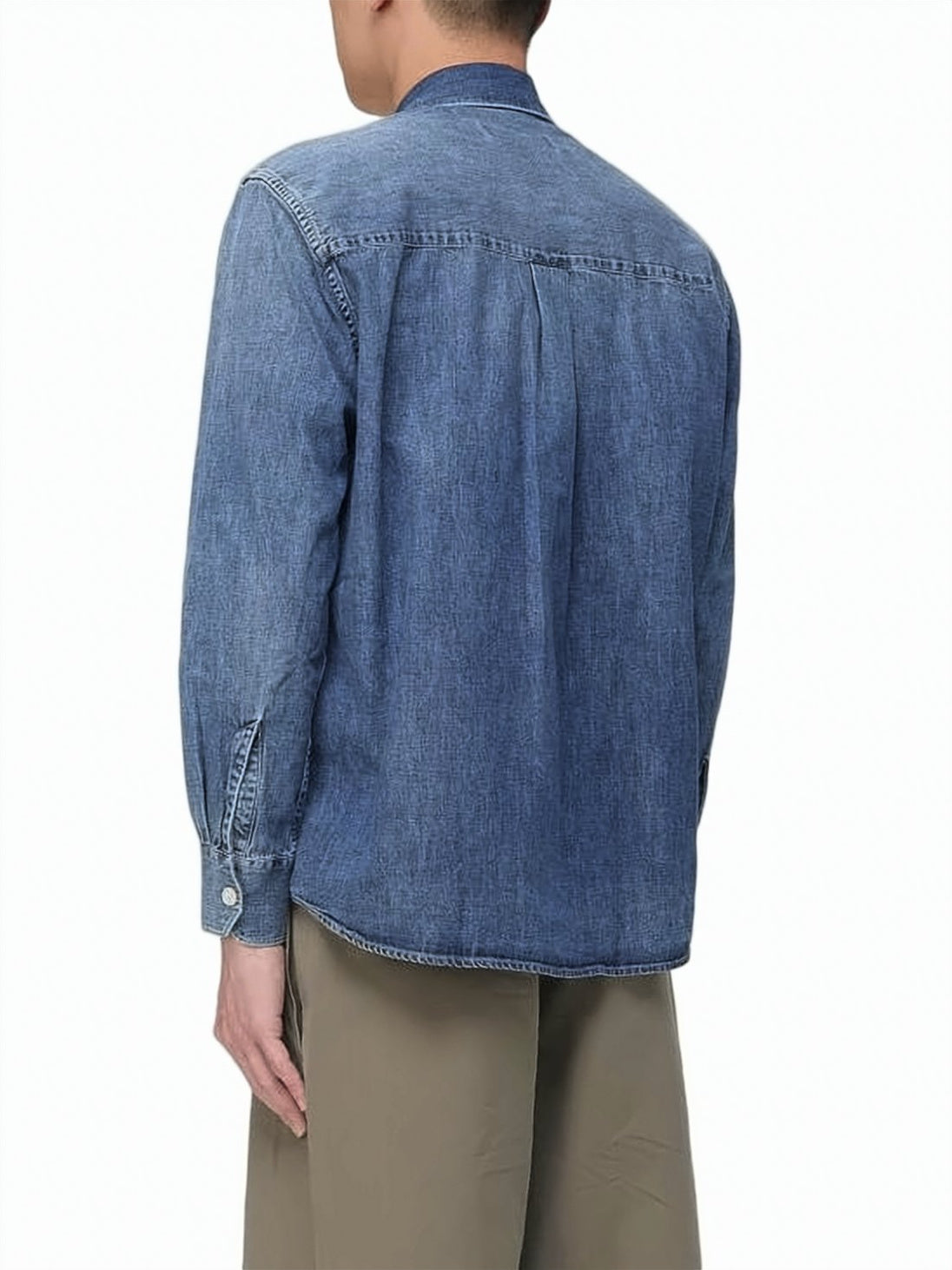 Denim Long Sleeve Shirt with Classic Collar