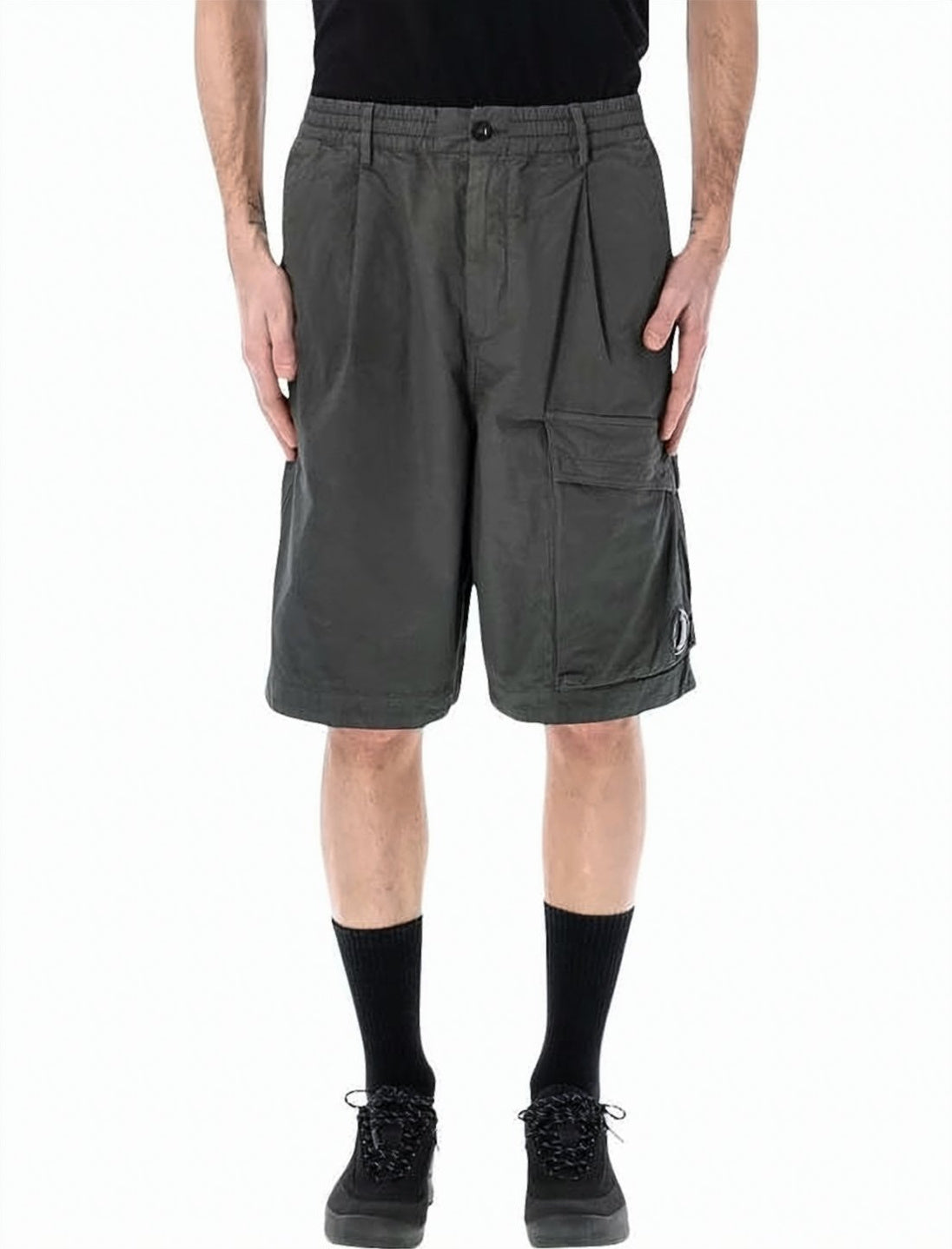 Mid-Length Grey Shorts with Functional Details