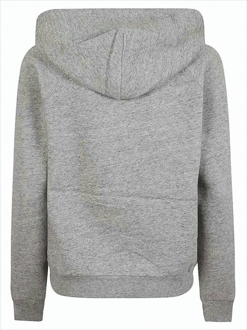 Cropped Heathered Hoodie with Drawstring and Kangaroo Pocket