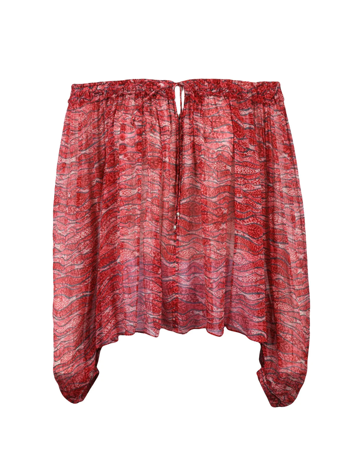 Voile Blouse - Red/Beige