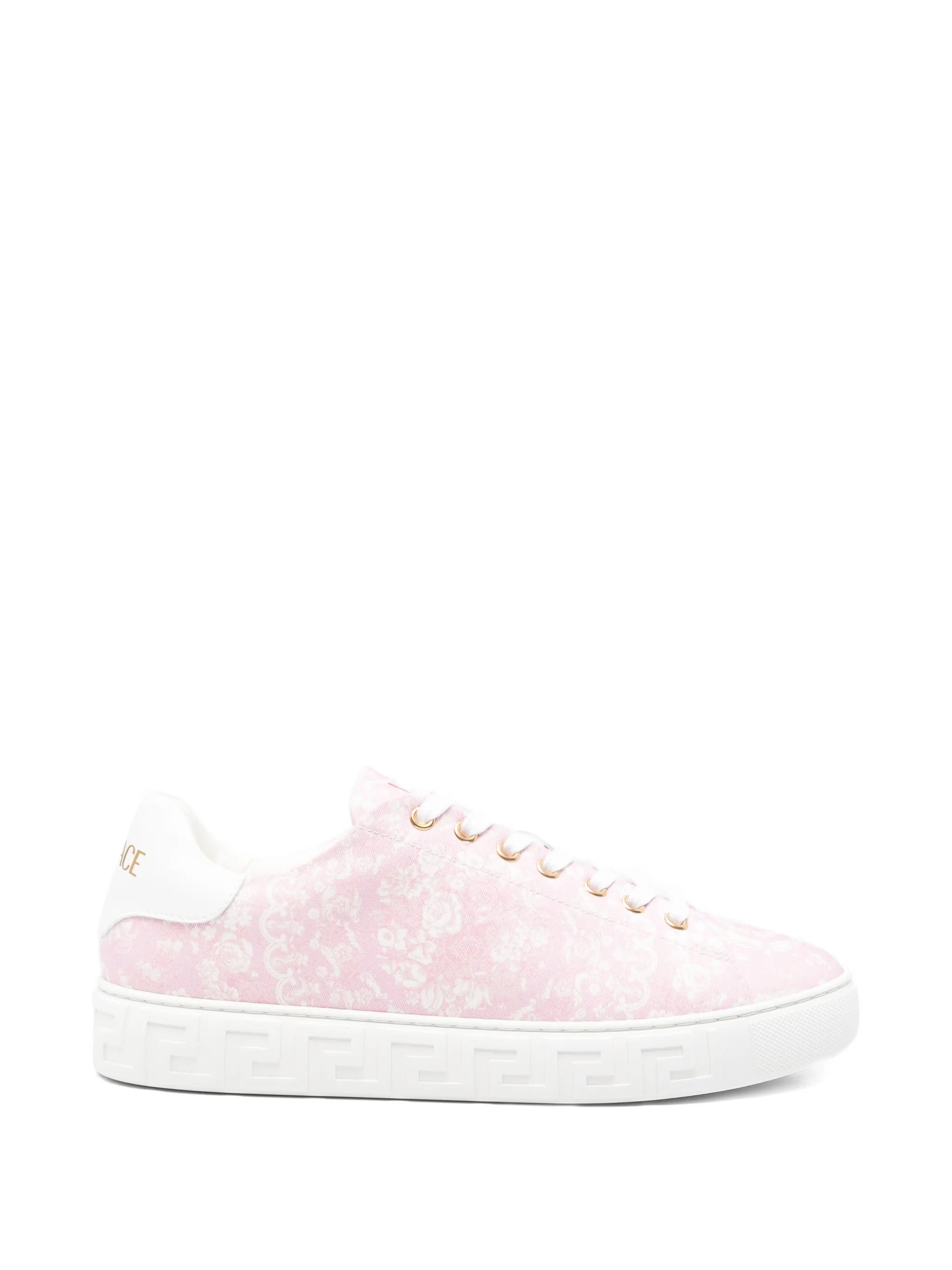 Pink Barocco Greca Floral Pattern Sneakers
