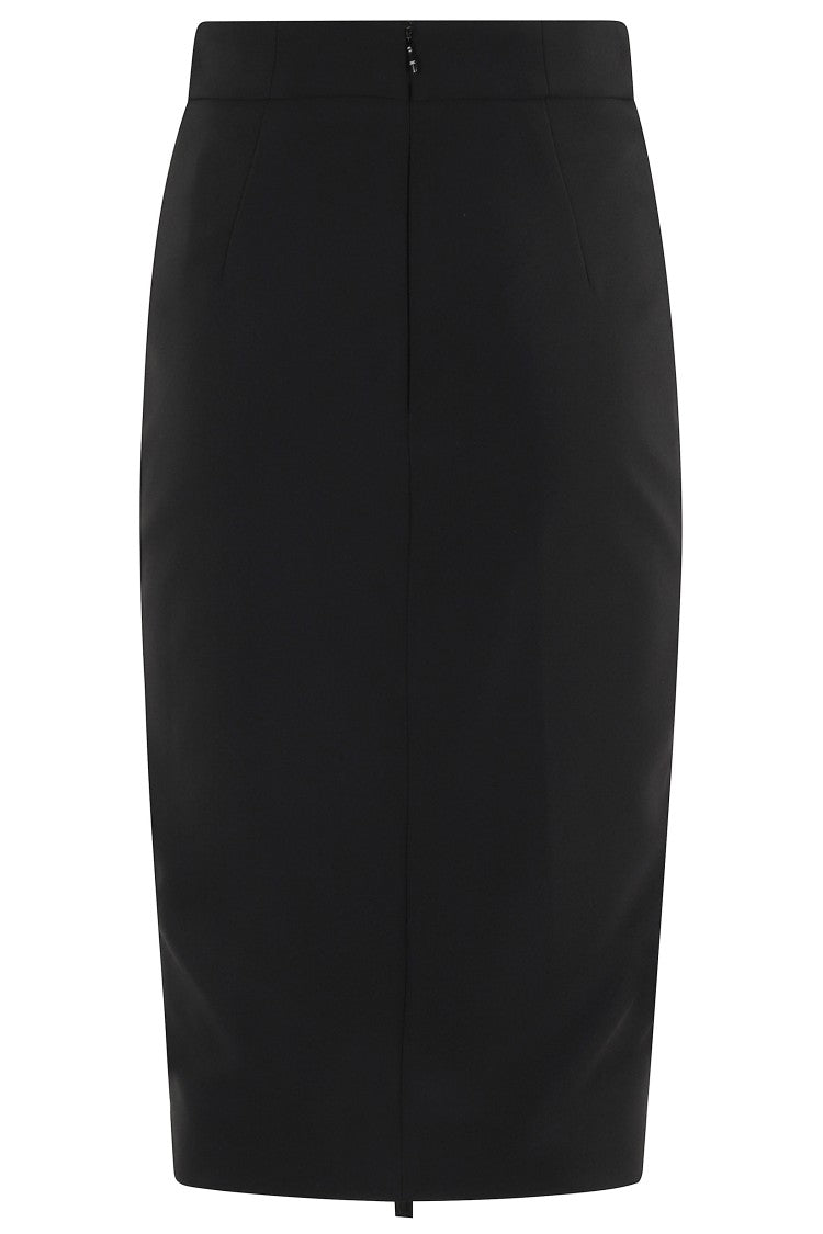Black Midi Skirt With Front Zipper