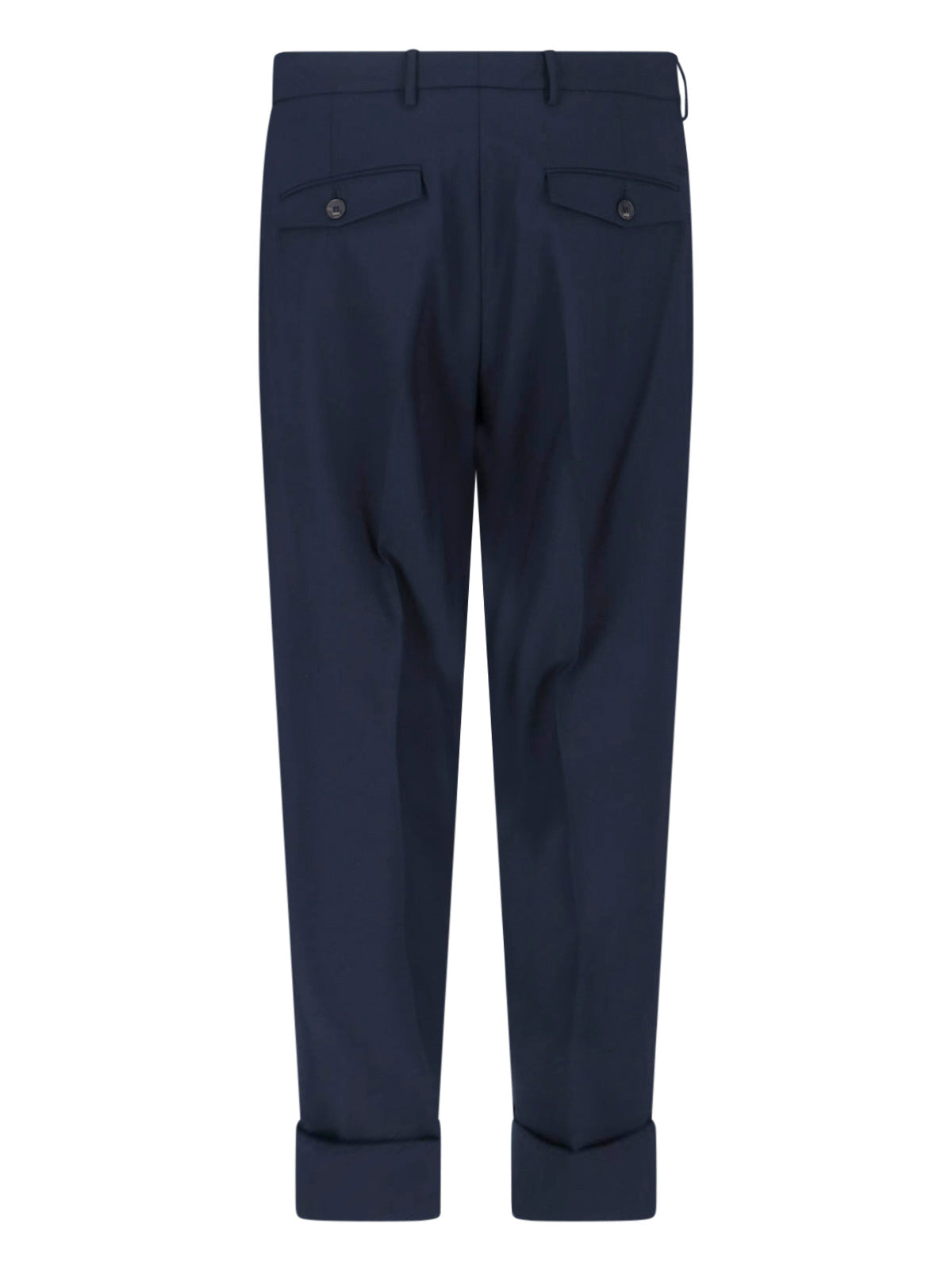 Blue Tailored Straight-Leg Virgin Wool Trousers