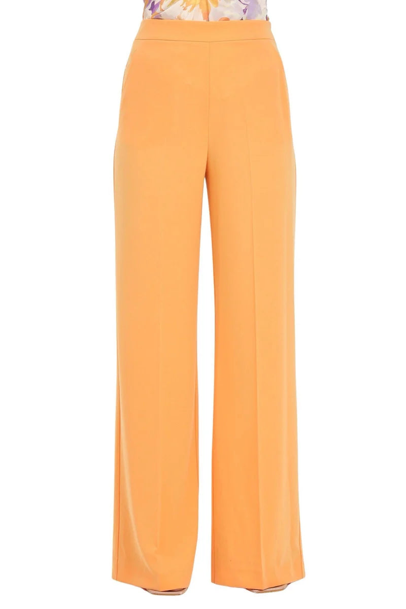 Wide-Leg Stretch Trousers in Vibrant Orange