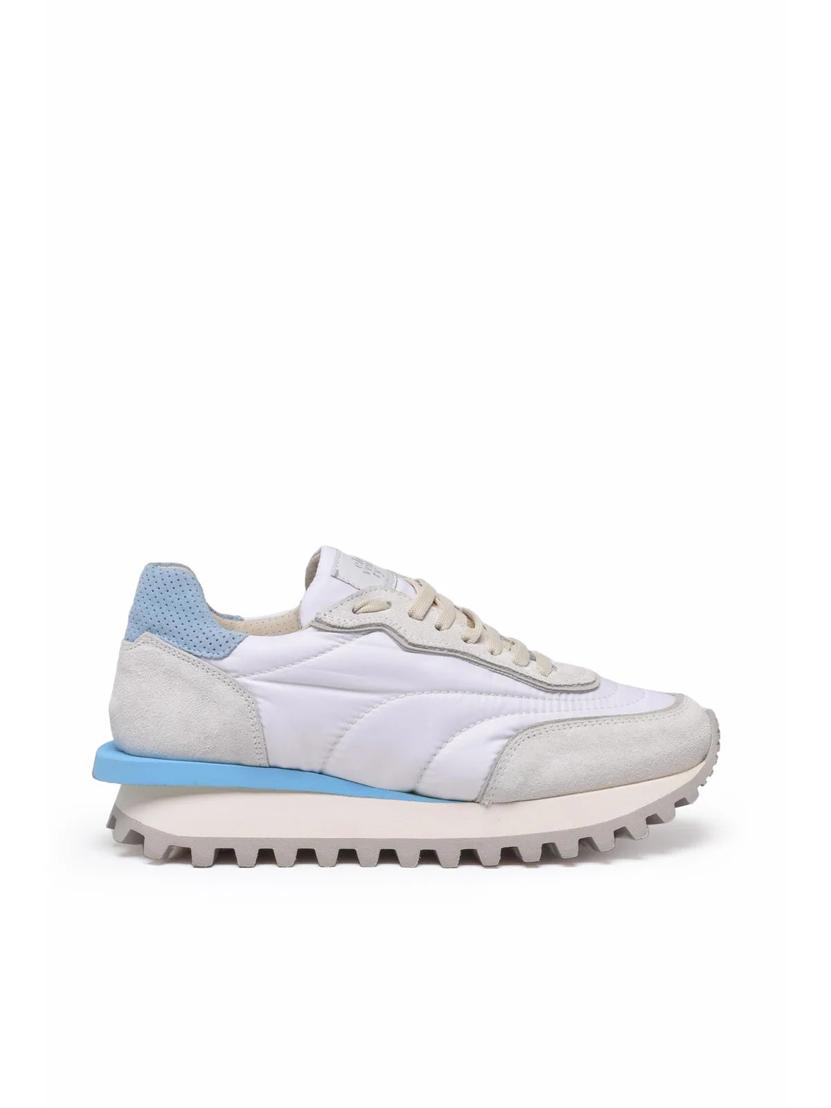 White Sky Blue Leather Women Sneakers