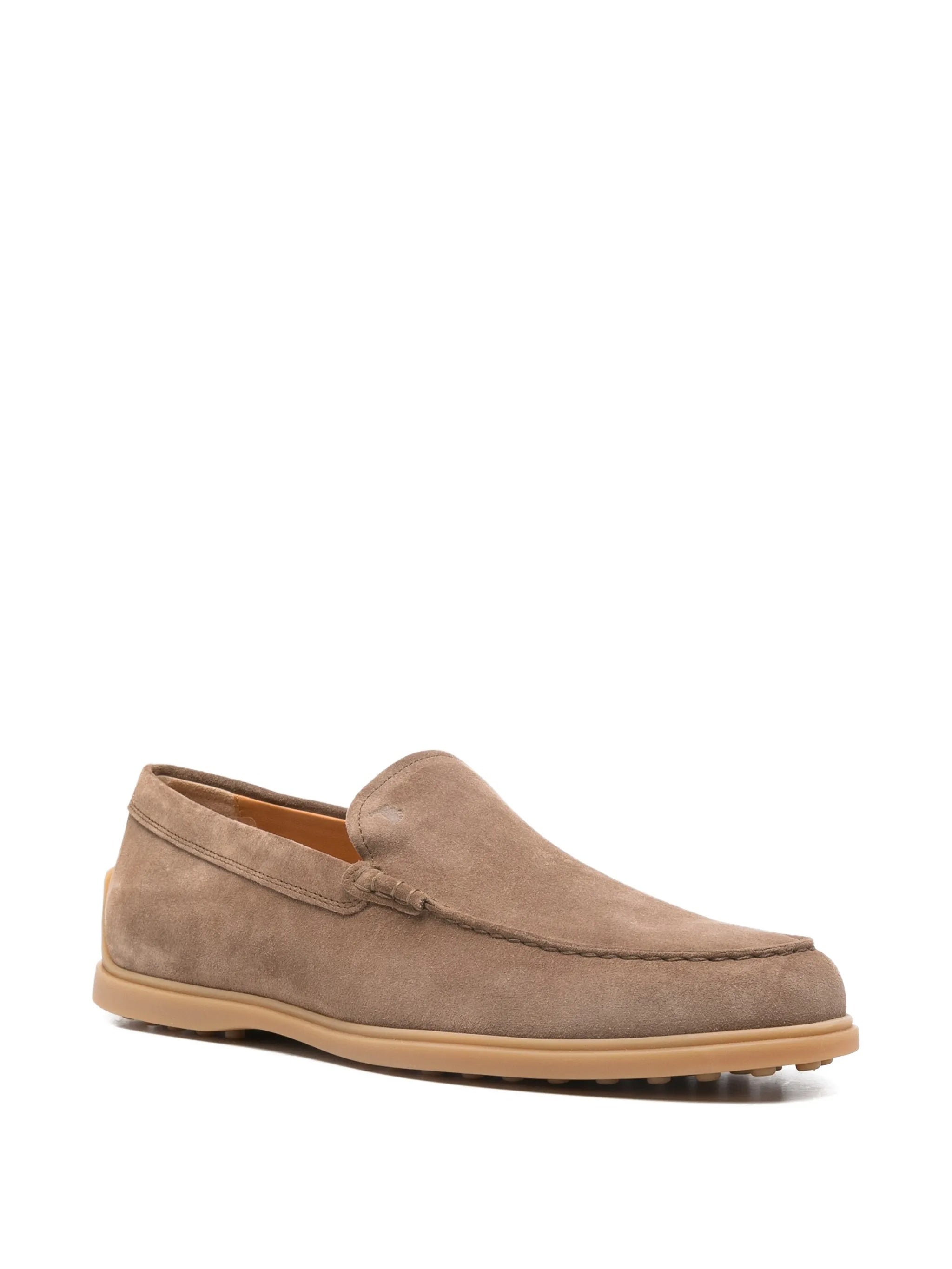Taupe Calzature Suede Rounded Toe Loafers