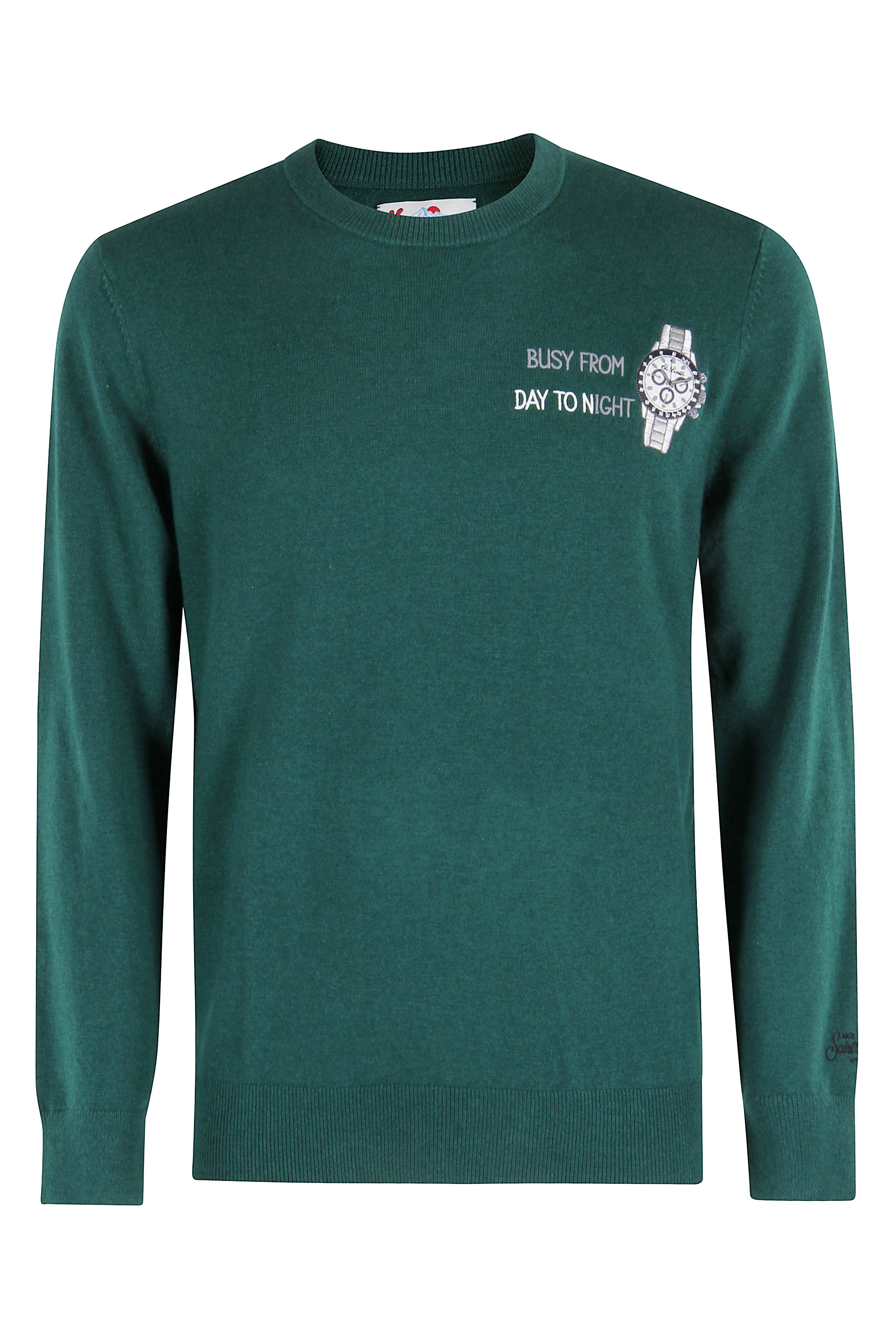 Green Light Ribbed-Collar Sweater