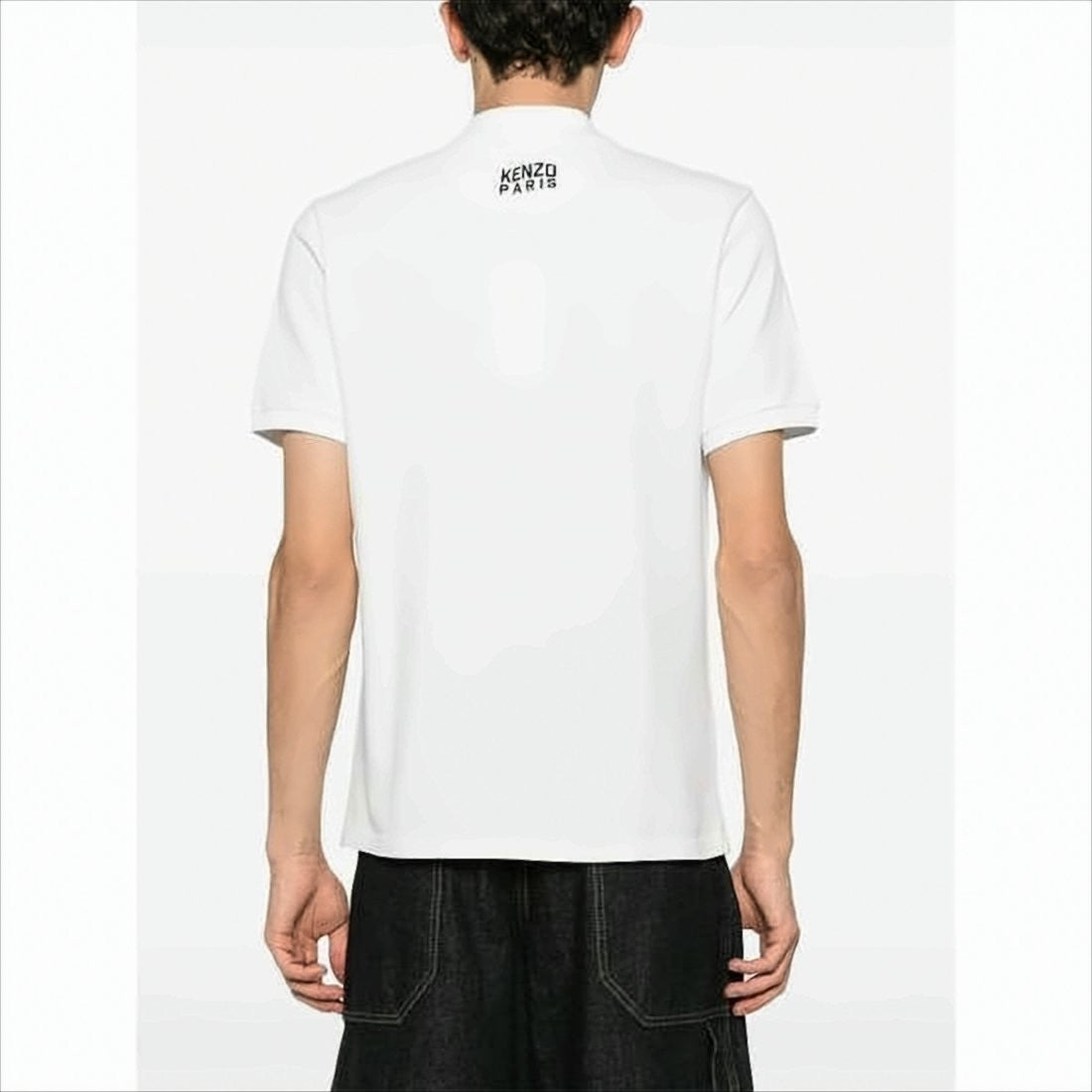 Short-Sleeve Polo Shirt with Embroidered Tiger Emblem