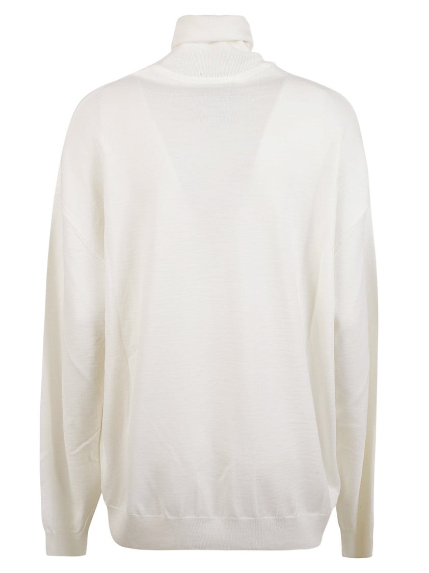 High Neck White Sweater