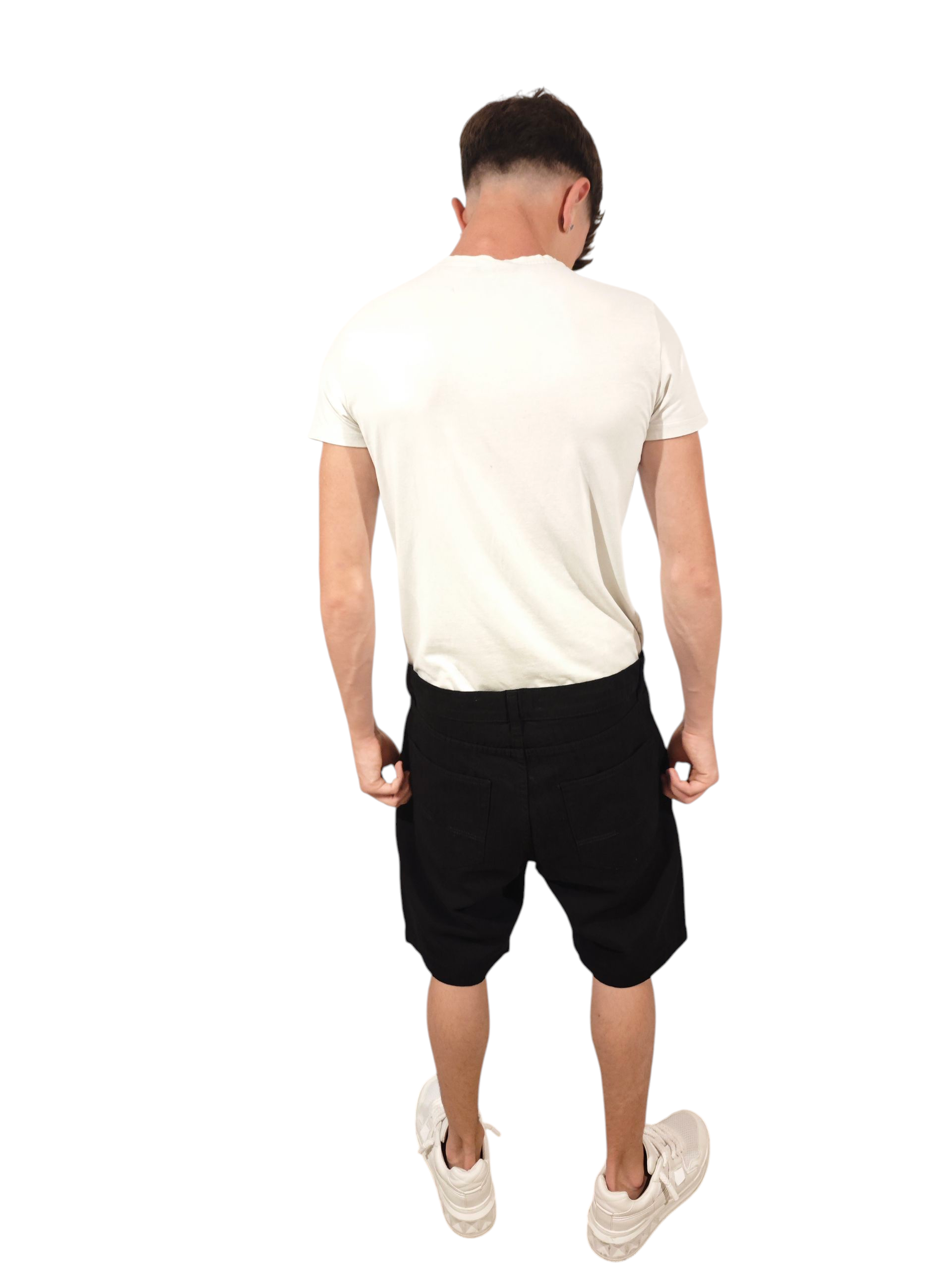 Knee-Length Cotton Bermuda Shorts with Logo Detail