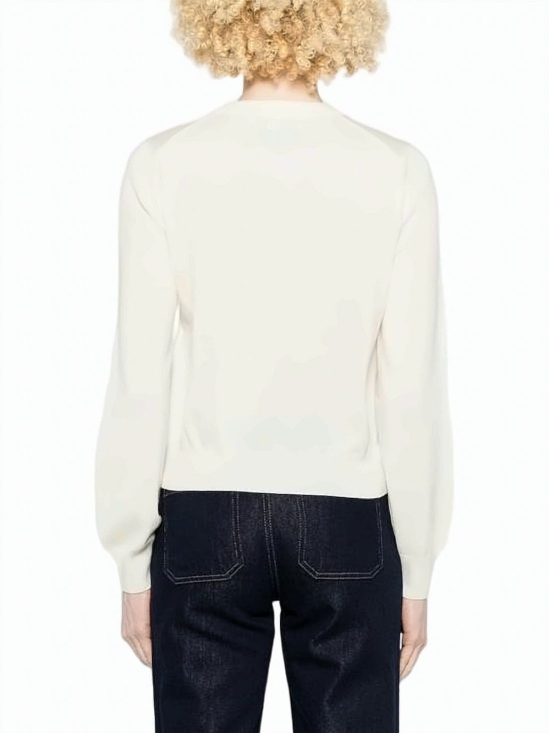 Navy Merino Wool Fox Motif Cardigan