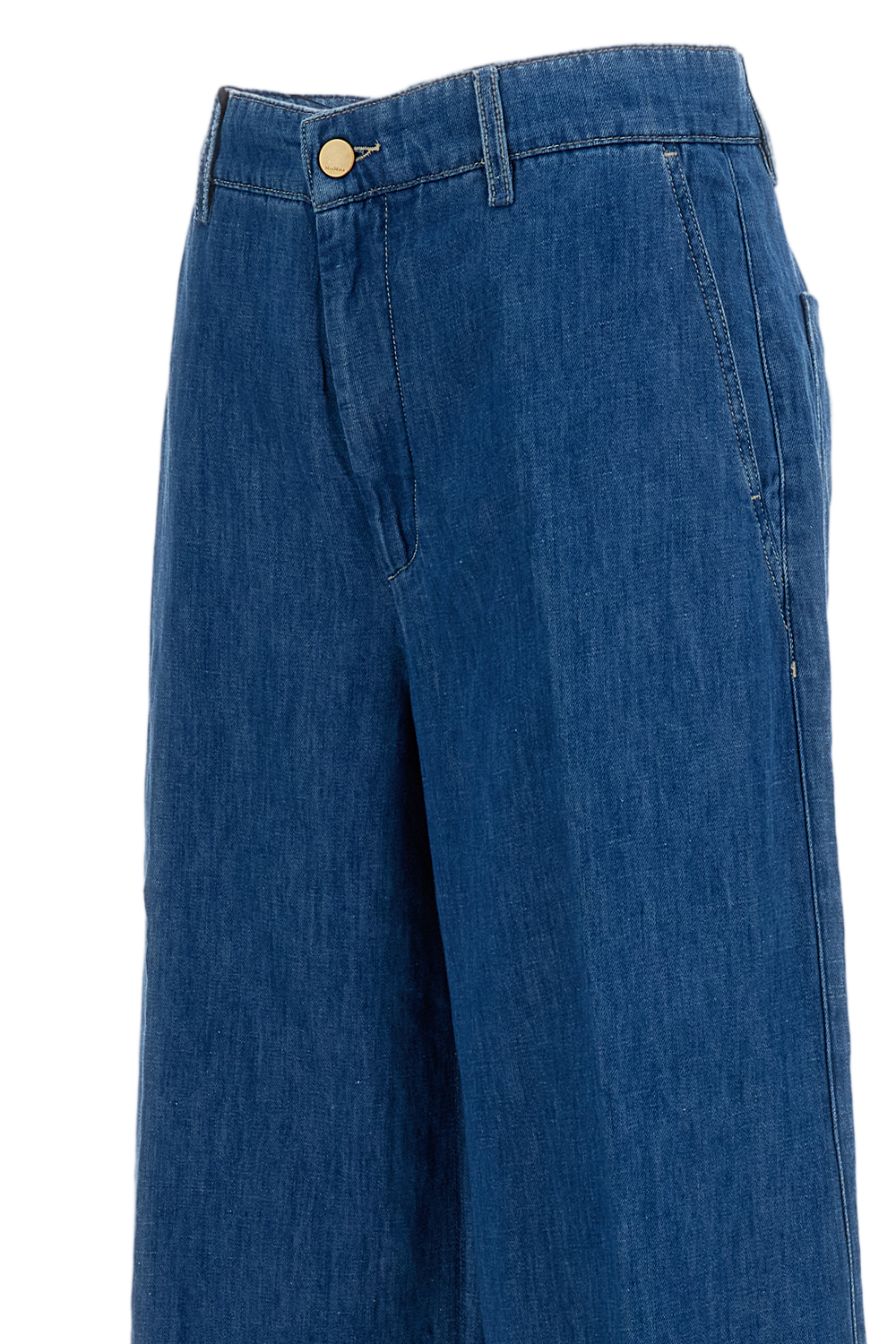 Blue Denim Astice Cotton-Linen Wide-Leg Jeans