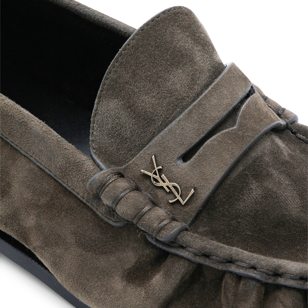 Hand-Stitched Dark Brown Suede Loafers