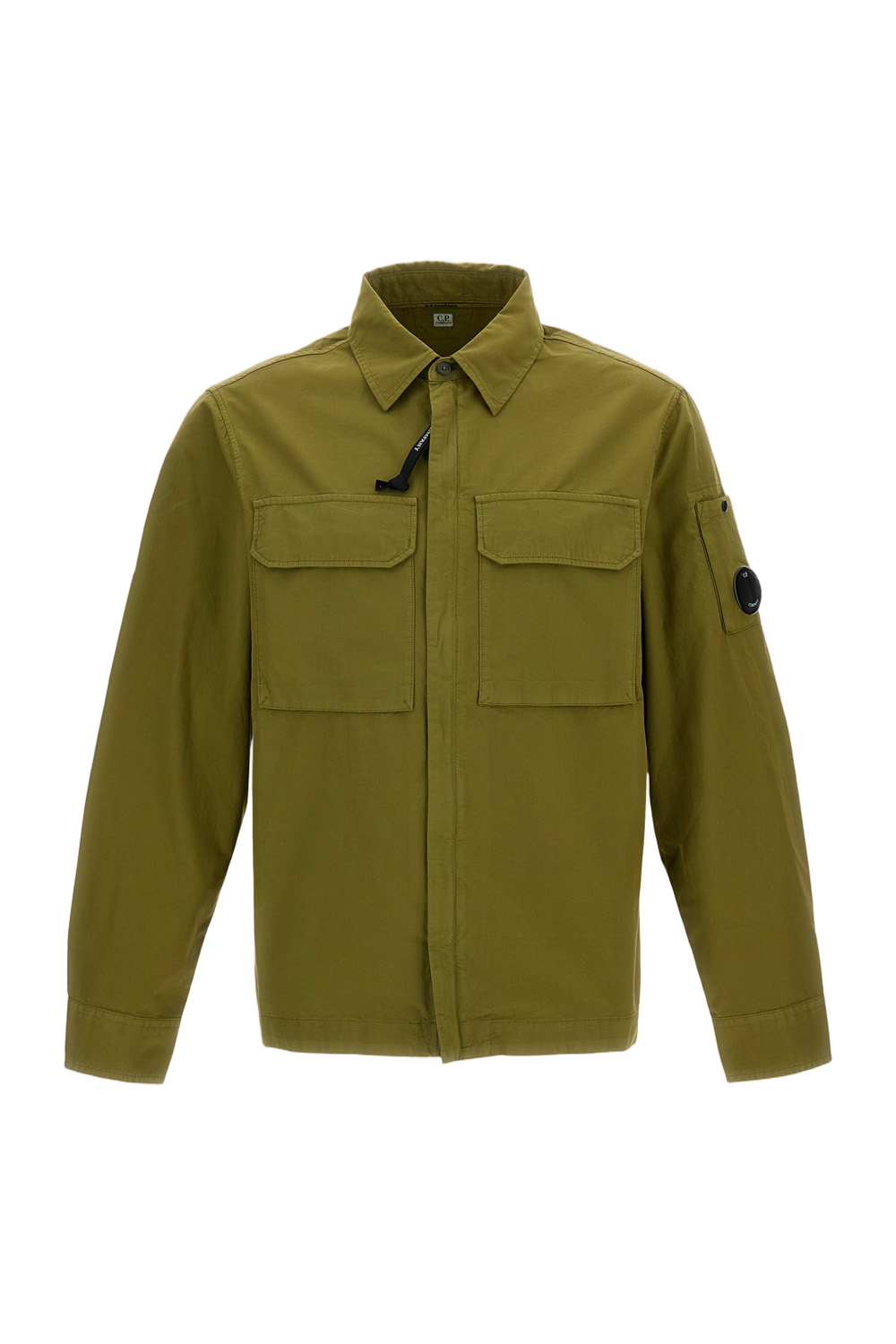 Green Zip Cotton Shirt Jacket