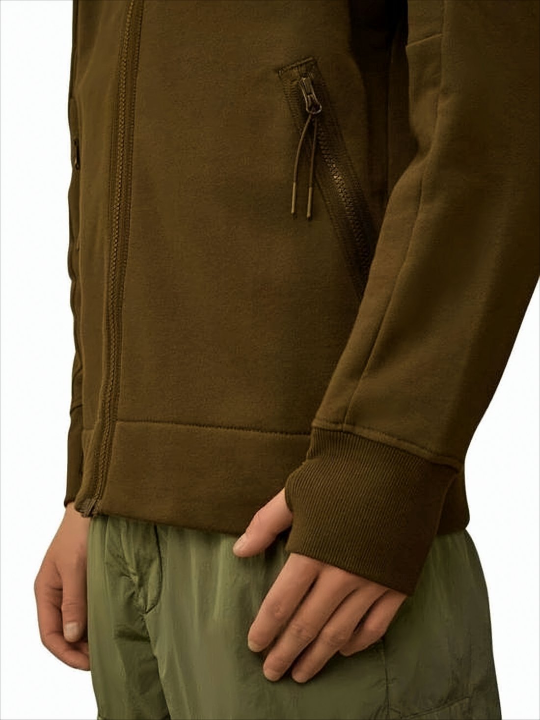 Utilitarian Full Zip Hoodie with Built-in Goggles