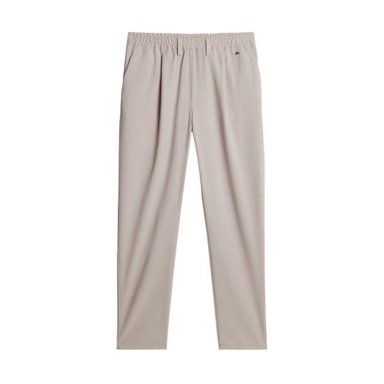 Straight-fit Trousers with Elastic Waistband and Refined Texture