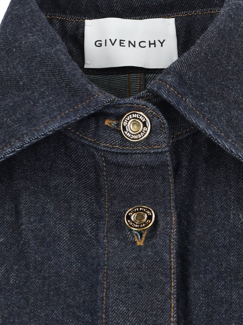 Logo Denim Shirt, Blue, Classic Collar, Button Closure