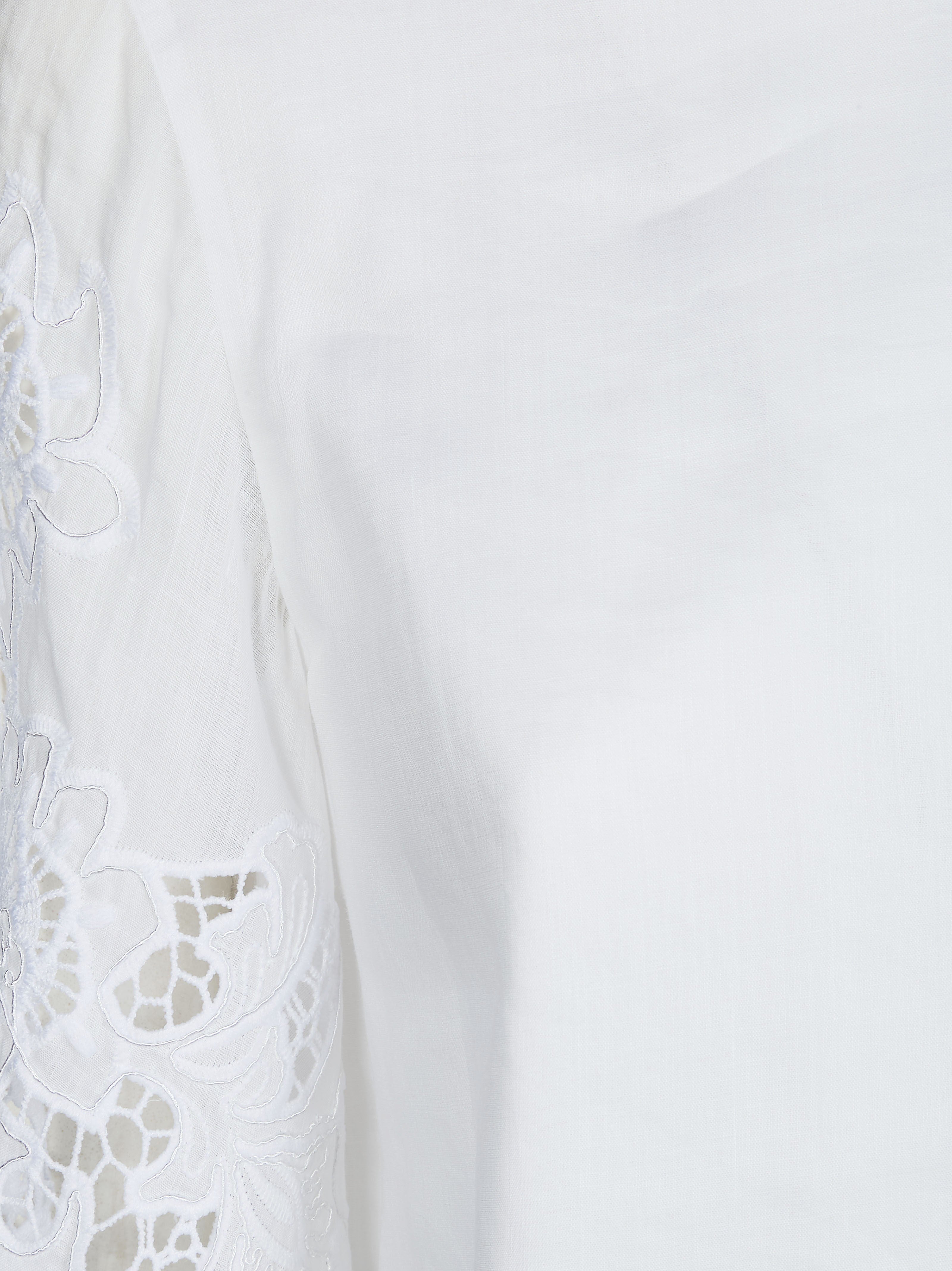 White Long-Sleeved Top with Keyhole Closure