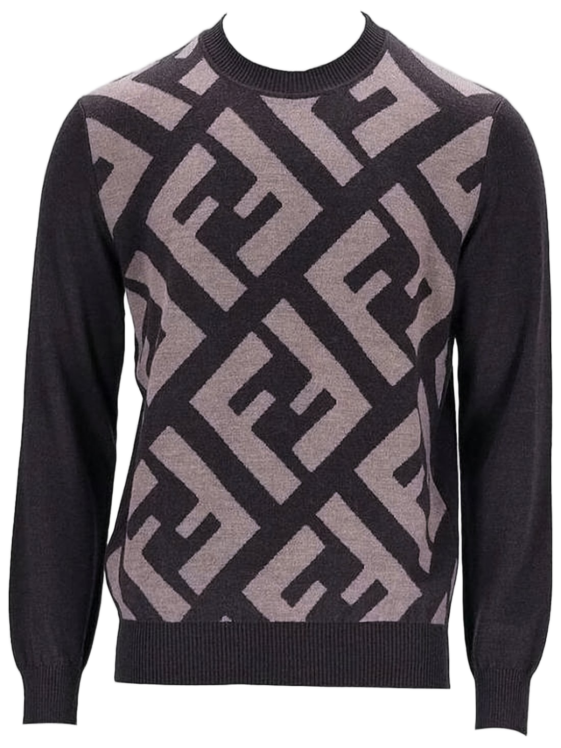 Geometric Patterned Grey Fendi Sweater